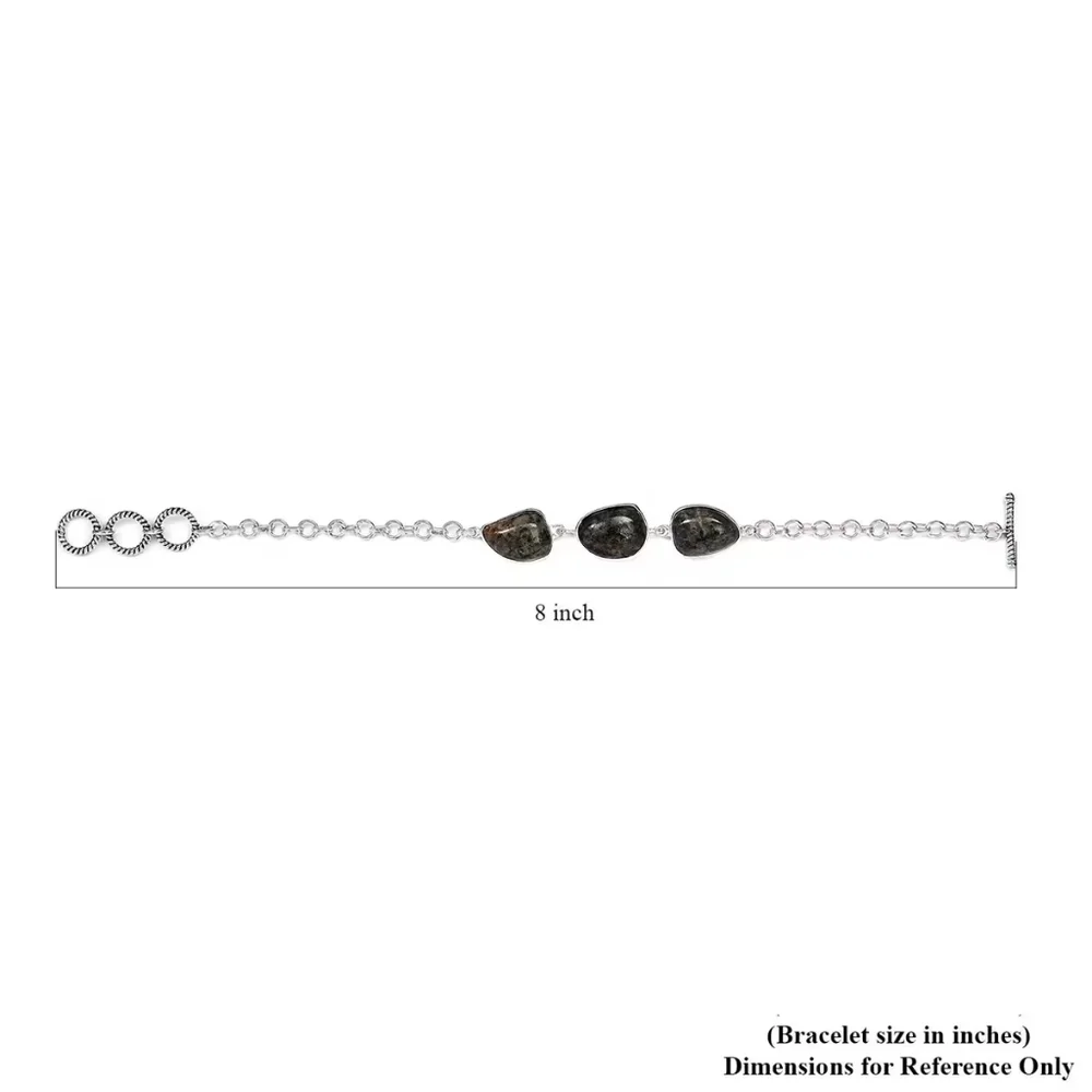 Artisan Crafted Natural Yooperlite Toggle Bracelet in 925 Sterling Silver